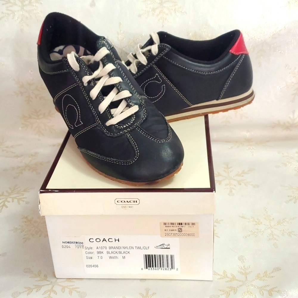 Women's Coach Brandi Black Leather and Nylon Shoes Size 7